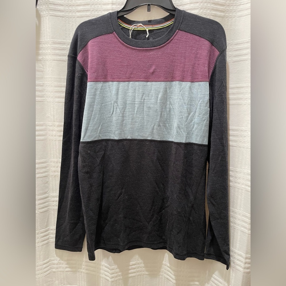 Smartwool merino wool crew neck long sleeve base layer color block men’s large